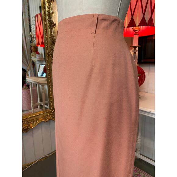 1990s talbots high waist pencil skirt apricot rayon belt loops med 29 timeless - Picture 6 of 8
